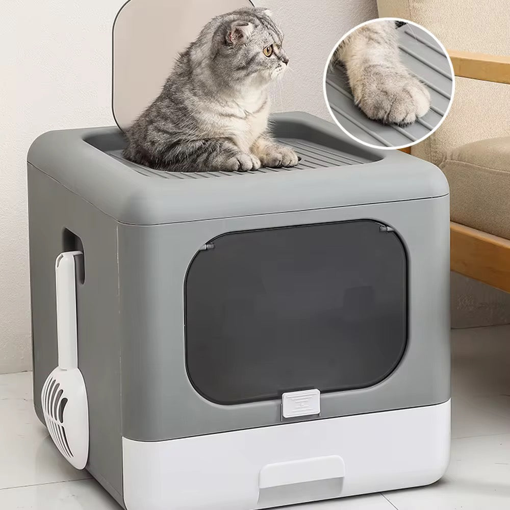 Cat Litter Box with Scoop and Tray