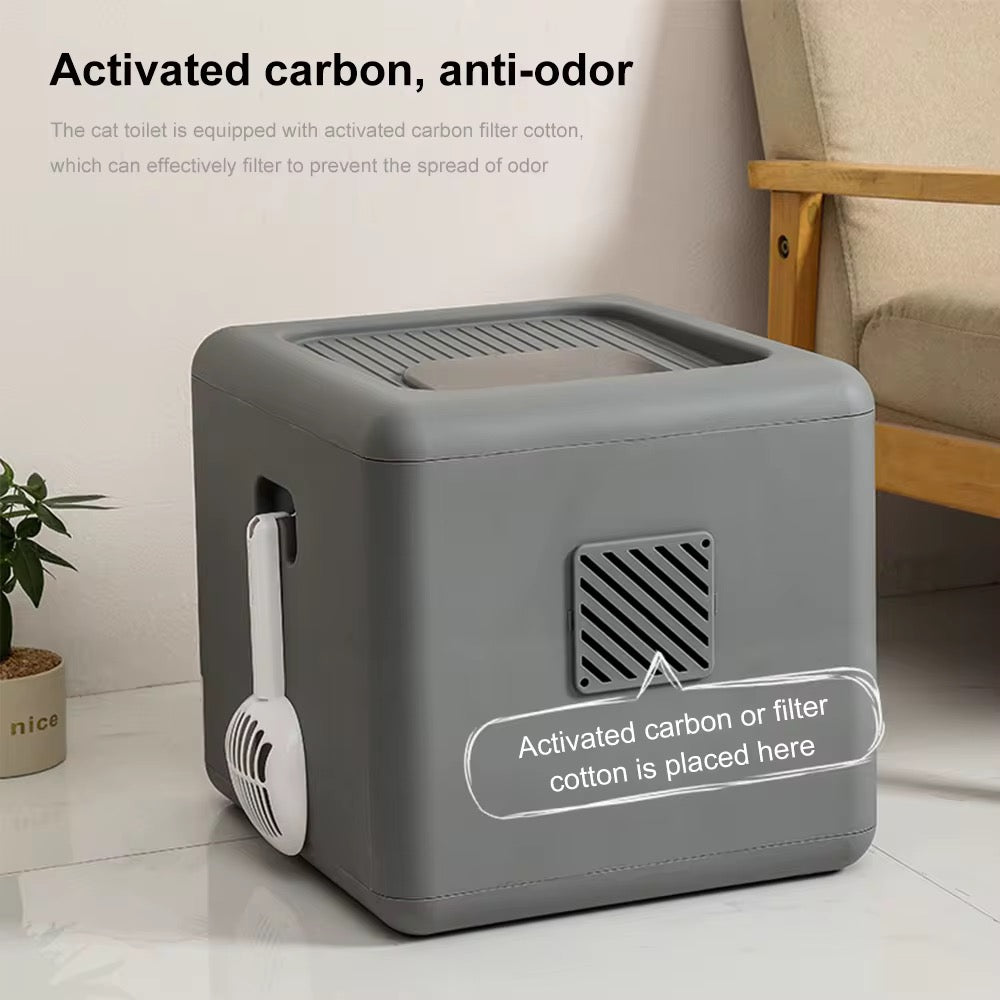 Cat Litter Box with Scoop and Tray