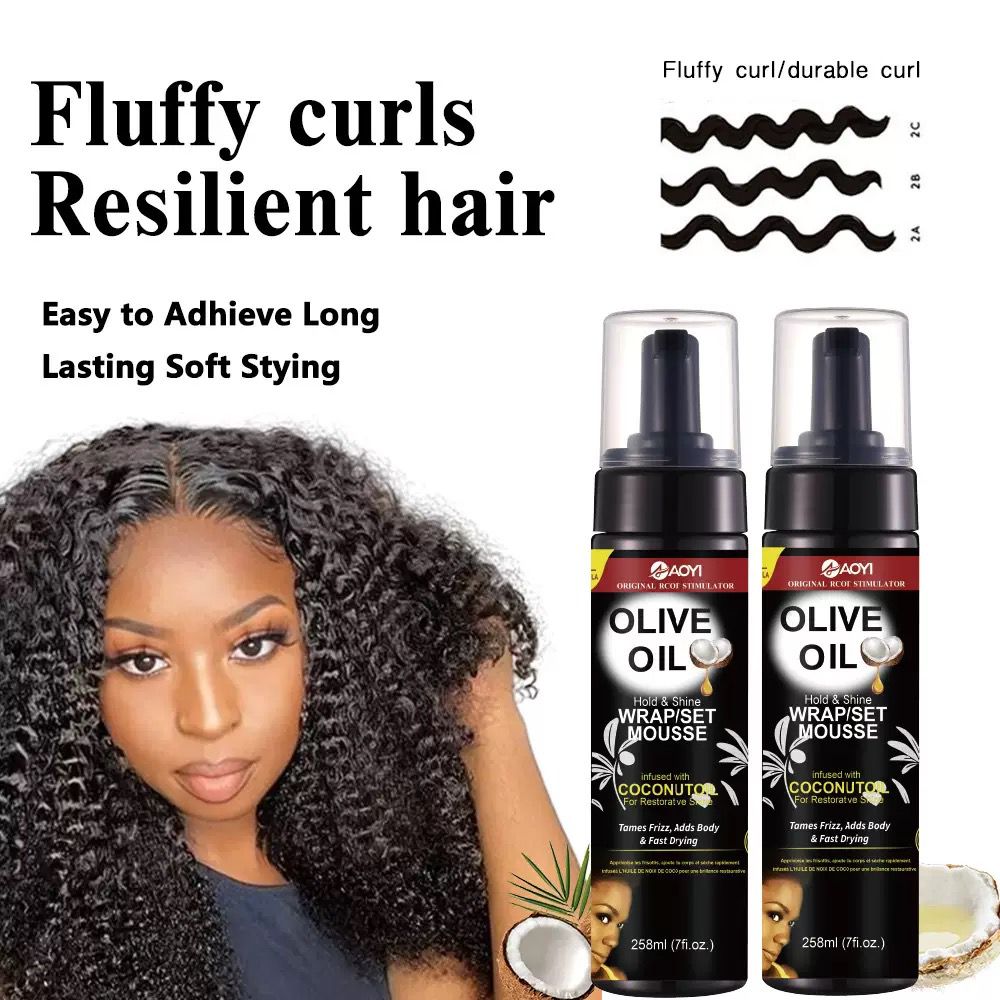 Natural Olive Oil Hair Styling Set inclusive of Hair Edge Modification Gel, Fluffy Curling Oil and Spray, Gel Wax
