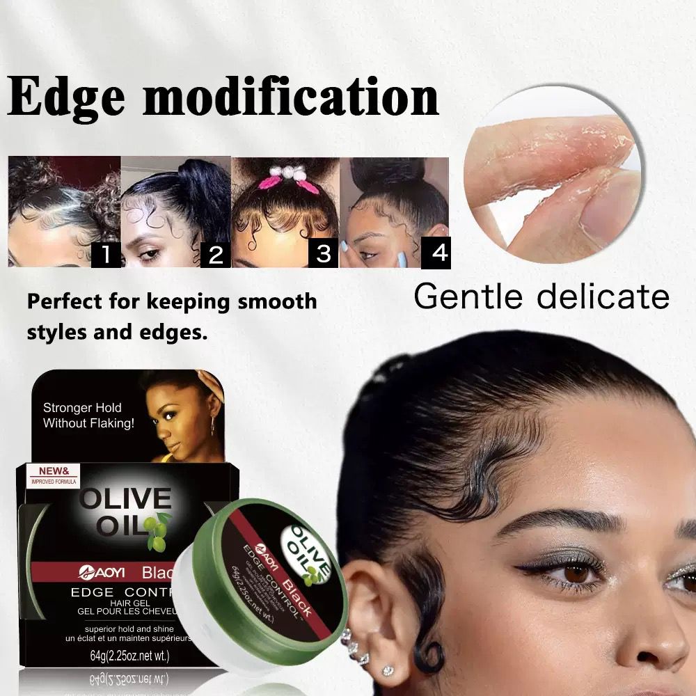 Natural Olive Oil Hair Styling Set inclusive of Hair Edge Modification Gel, Fluffy Curling Oil and Spray, Gel Wax