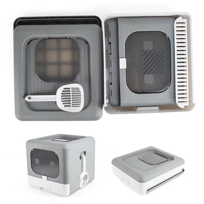 Cat Litter Box with Scoop and Tray