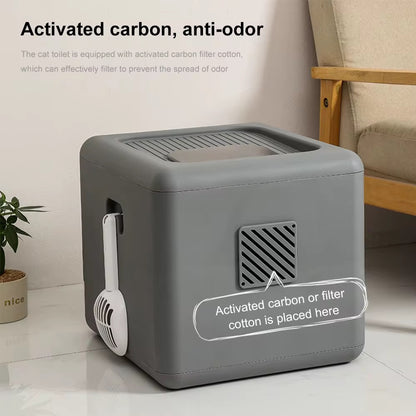 Cat Litter Box with Scoop and Tray