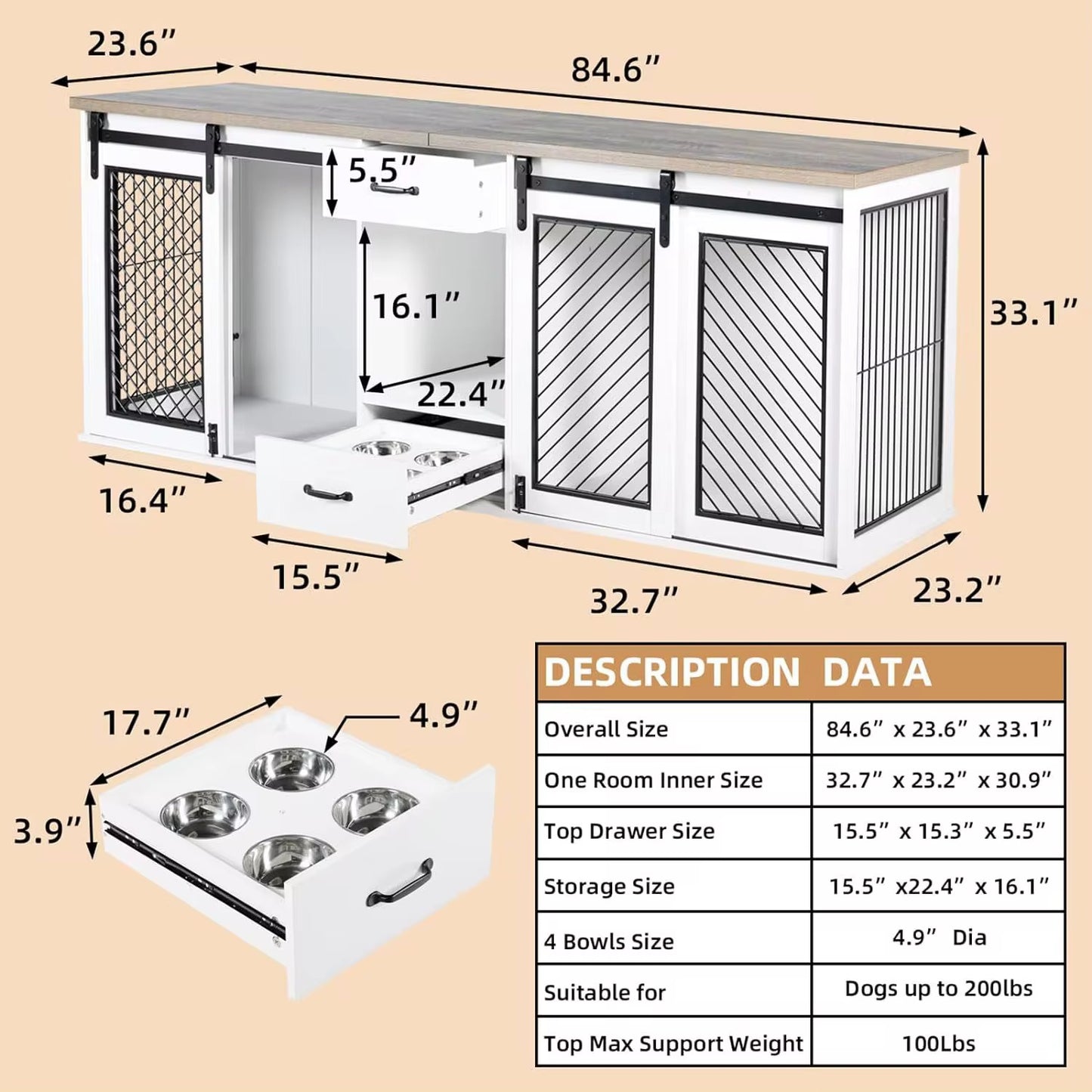 Extra Large Double Kennel Dog Crate